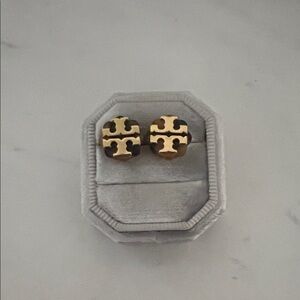 Tory Burch Logo Tortoise Shell Earrings